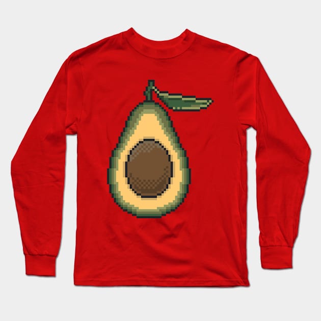 Pixel Avocado Long Sleeve T-Shirt by Mako Design 